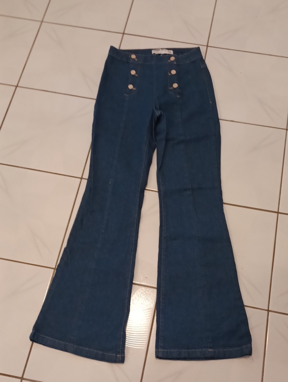 New Koton Mid-Rise Flarefit Jeans with Double Button Front - Sizr W27 L32